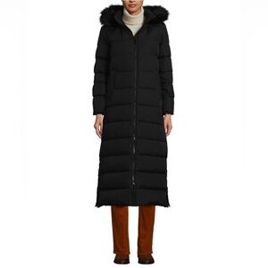 Lands' End Women's Black Hooded Puffer Coat